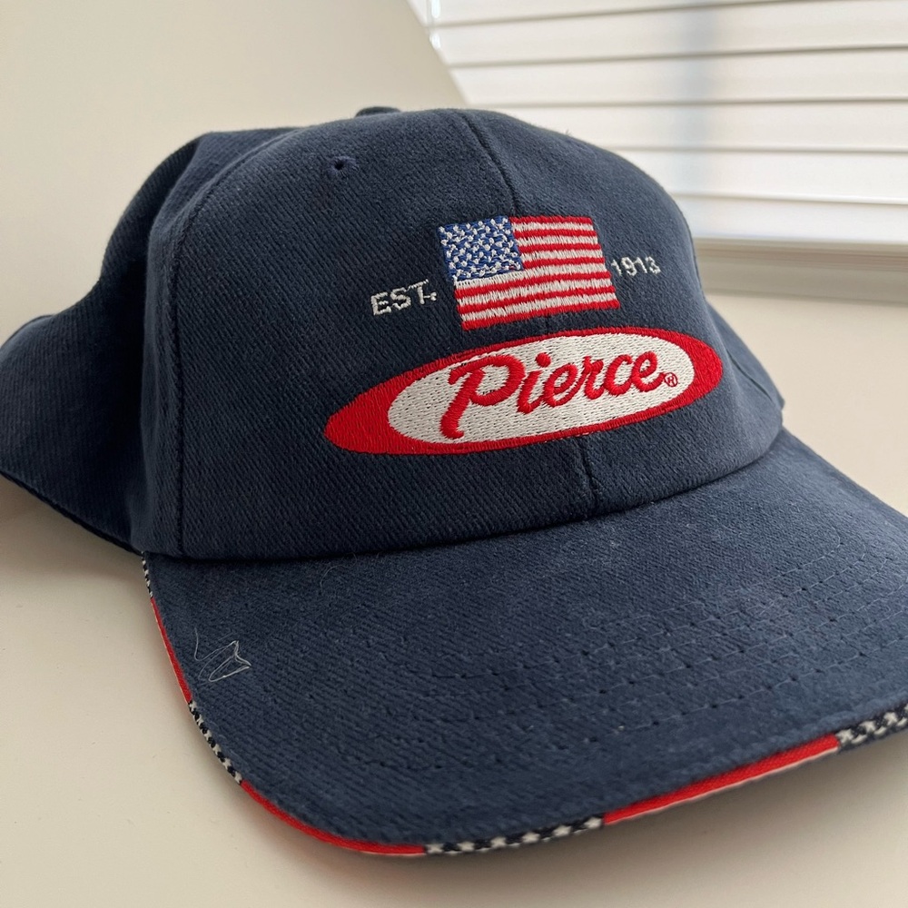 Vintage Pierce Navy Blue Cap with American Flag